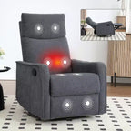 Fauteuil inclinable pivotant et à bascule en tissu beige/bleu/gris foncé/orange/blanc avec fonction chauffante et massante pour 1 personne