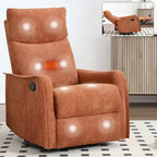 Fauteuil inclinable pivotant et à bascule en tissu beige/bleu/gris foncé/orange/blanc avec fonction chauffante et massante pour 1 personne