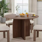 Table à manger ronde en bois marron pour 4 personnes
