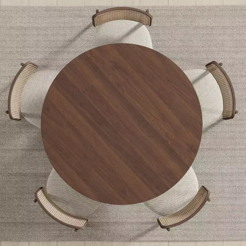 Table à manger ronde en bois marron pour 4 personnes