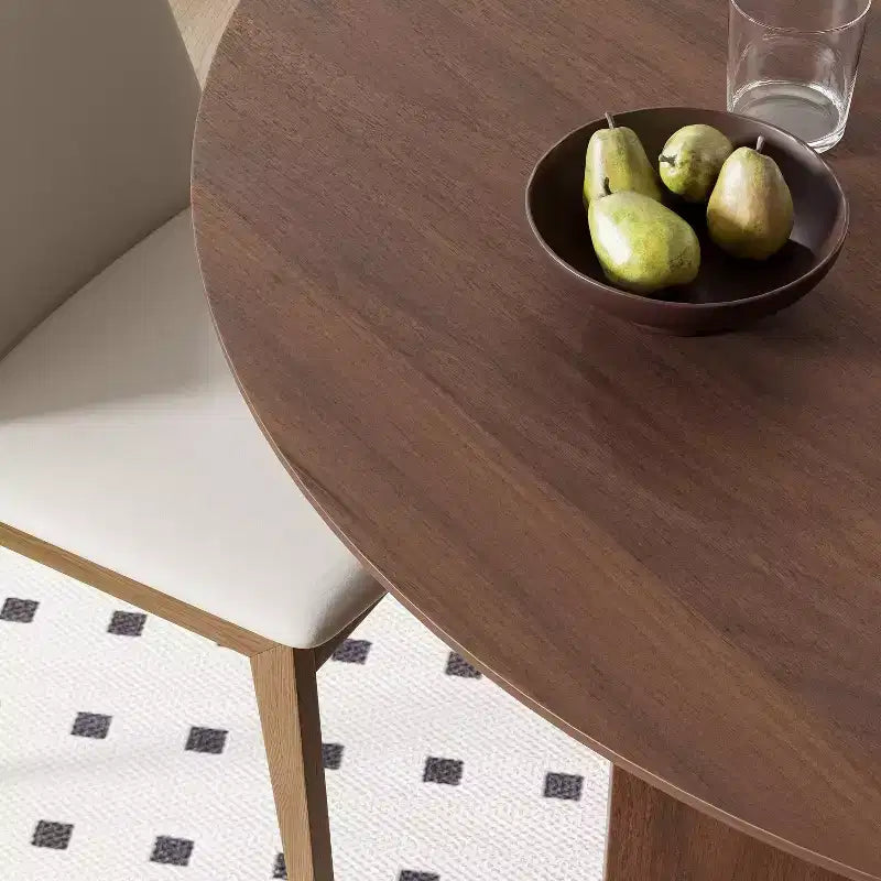 Table à manger ronde en bois marron pour 4 personnes