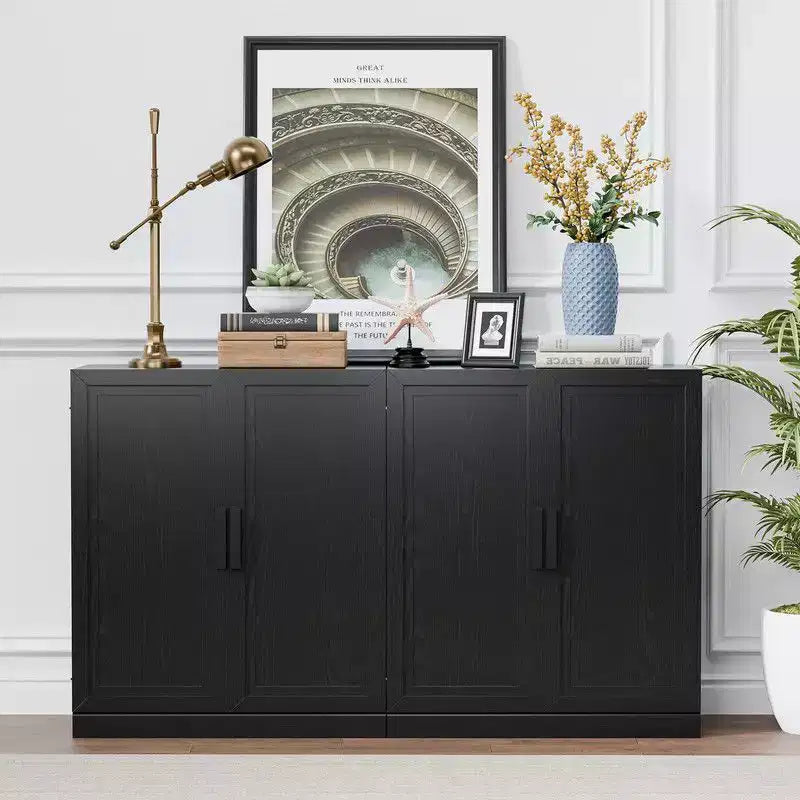 PexFix 62 W x 36 H Sideboard Buffet Cabinet Farmhouse Kitchen Pantry Cabinet with Adjustable Shelves for Kitchen Dining Room Living Room Black