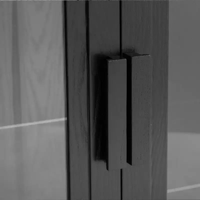 Buffet-bahut noir avec 4 portes vitrées et étagères réglables (1 pièce)