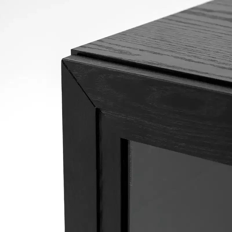 Buffet-bahut noir avec 4 portes vitrées et étagères réglables (1 pièce)