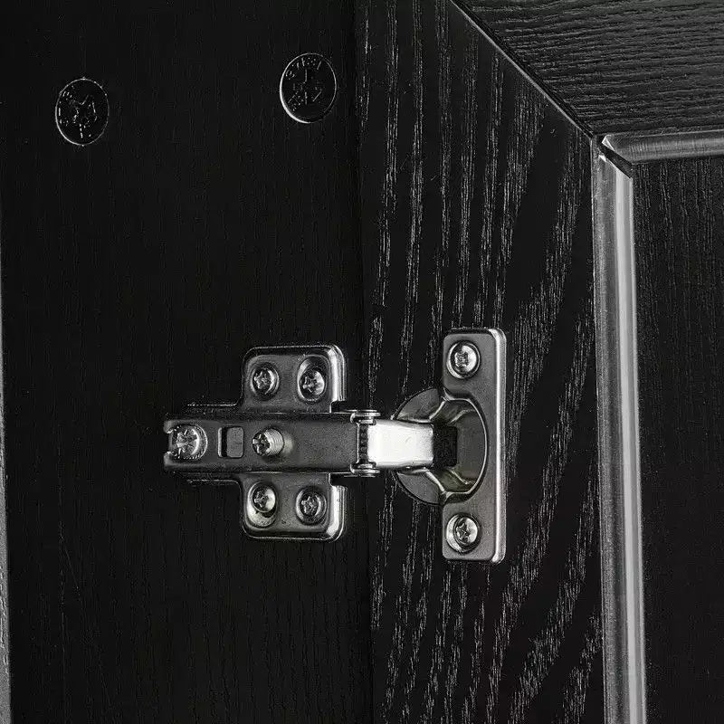 Buffet-bahut noir avec 4 portes vitrées et étagères réglables (1 pièce)
