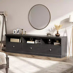 Meuble TV Mid-Century Beige/Noir/Gris/Blanc avec 3 Tiroirs pour 1