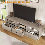 Meuble TV Mid-Century Beige/Noir/Gris/Blanc avec 3 Tiroirs pour 1