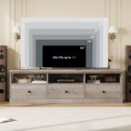 Meuble TV Mid-Century Beige/Noir/Gris/Blanc avec 3 Tiroirs pour 1