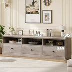 Meuble TV Mid-Century Beige/Noir/Gris/Blanc avec 3 Tiroirs pour 1
