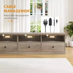 Meuble TV Mid-Century Beige/Noir/Gris/Blanc avec 3 Tiroirs pour 1