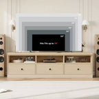 Meuble TV Mid-Century Beige/Noir/Gris/Blanc avec 3 Tiroirs pour 1