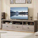 Meuble TV Mid-Century Beige/Noir/Gris/Blanc avec 3 Tiroirs pour 1