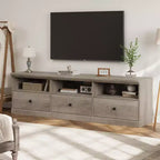 Meuble TV Mid-Century Beige/Noir/Gris/Blanc avec 3 Tiroirs pour 1