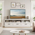 Meuble TV Mid-Century Beige/Noir/Gris/Blanc avec 3 Tiroirs pour 1