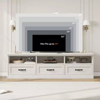 Meuble TV Mid-Century Beige/Noir/Gris/Blanc avec 3 Tiroirs pour 1