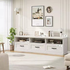 Meuble TV Mid-Century Beige/Noir/Gris/Blanc avec 3 Tiroirs pour 1