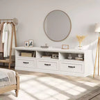 Meuble TV Mid-Century Beige/Noir/Gris/Blanc avec 3 Tiroirs pour 1
