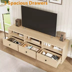 Meuble TV Mid-Century Beige/Noir/Gris/Blanc avec 3 Tiroirs pour 1