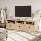 Meuble TV Mid-Century Beige/Noir/Gris/Blanc avec 3 Tiroirs pour 1