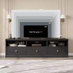Meuble TV Mid-Century Beige/Noir/Gris/Blanc avec 3 Tiroirs pour 1