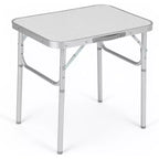 Table pliante portative en aluminium argenté avec hauteur réglable pour 2 personnes
