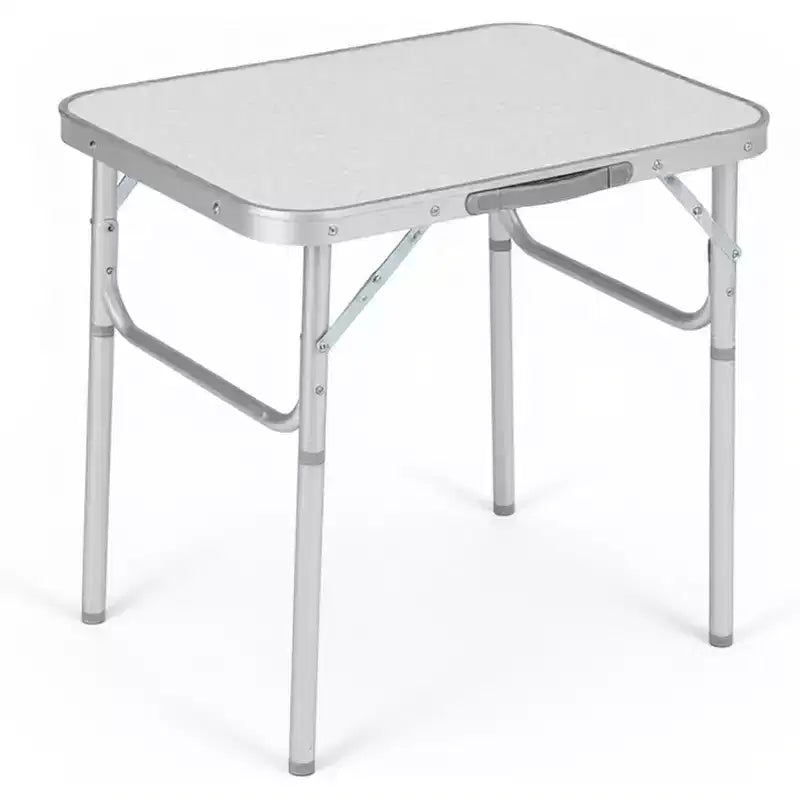 Table pliante portative en aluminium argenté avec hauteur réglable pour 2 personnes