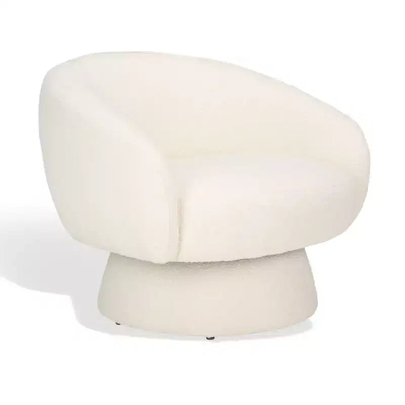 Fauteuil pivotant d'appoint en bouclé ivoire pour 1 personne