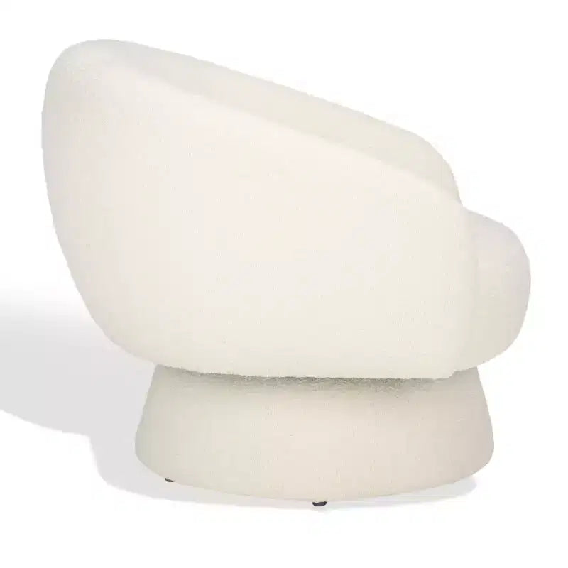 Fauteuil pivotant d'appoint en bouclé ivoire pour 1 personne