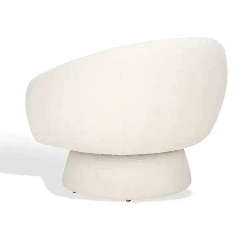 Fauteuil pivotant d'appoint en bouclé ivoire pour 1 personne