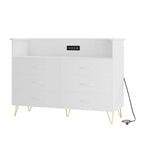Commode 6 tiroirs noire/rose/blanche avec lumières LED et station de recharge pour 1