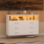 Commode 6 tiroirs noire/rose/blanche avec lumières LED et station de recharge pour 1