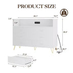 Commode 6 tiroirs noire/rose/blanche avec lumières LED et station de recharge pour 1