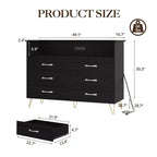 Commode 6 tiroirs noire/rose/blanche avec lumières LED et station de recharge pour 1