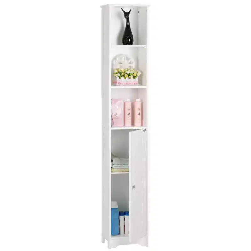 Armoire de rangement en lin blanche autoportante à 5 étagères pour 1