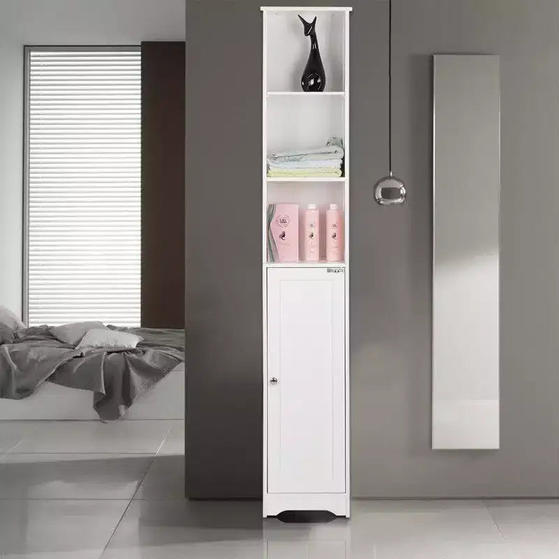 Armoire de rangement en lin blanche autoportante à 5 étagères pour 1