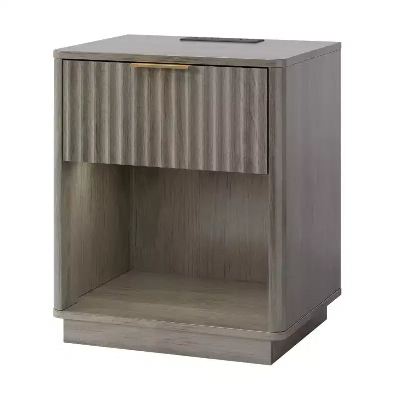 Table de chevet grise à 1 tiroir avec étagère inférieure