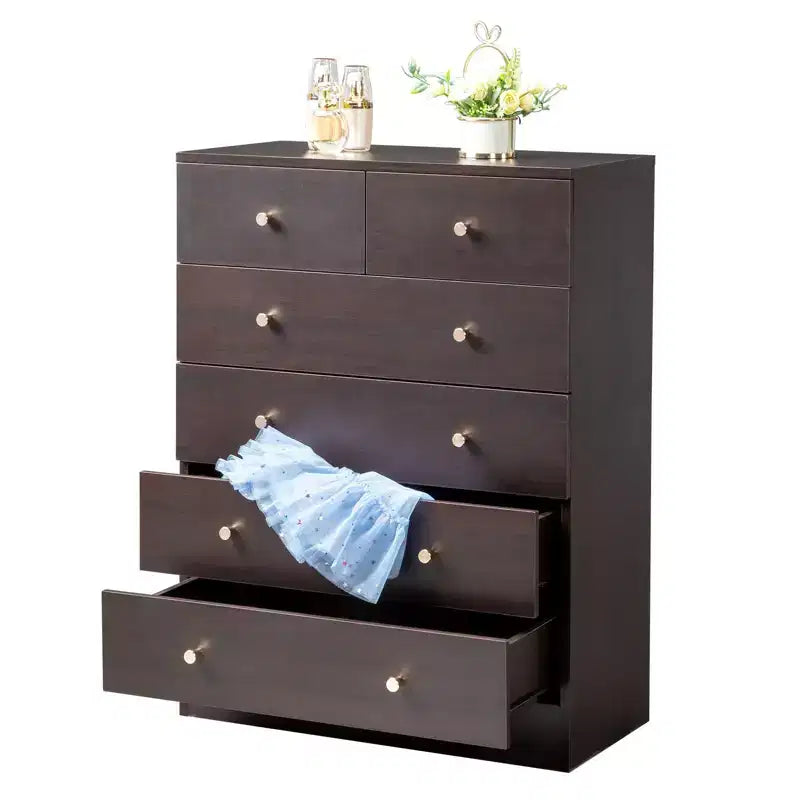 Commode à 6 tiroirs brune pour 1 personne