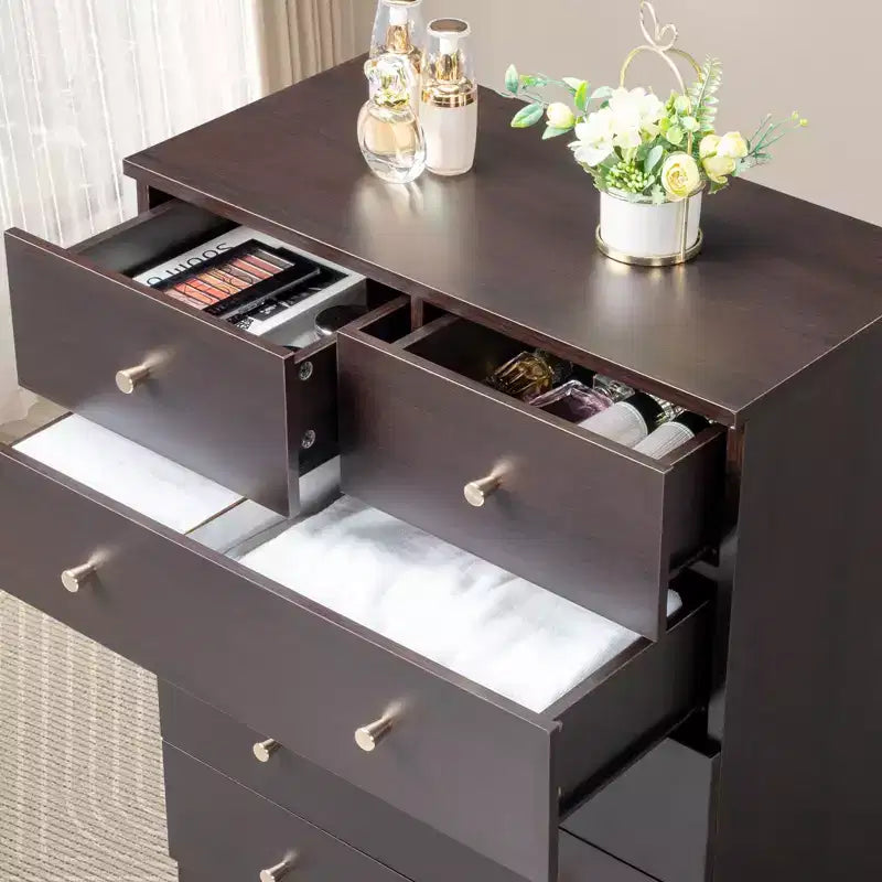Commode à 6 tiroirs brune pour 1 personne