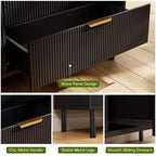 Commode à 6 tiroirs Oak Wave Fluted avec pieds en métal pour 1