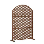 Séparateur de pièce autoportant à arche diamantée 3 panneaux en acier galvanisé marron/noir