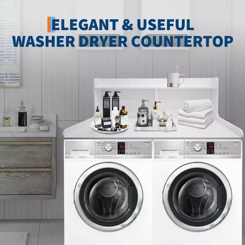 Dessus de comptoir 2 niveaux en bois naturel/noyer/blanc pour lave-linge/sèche-linge 1