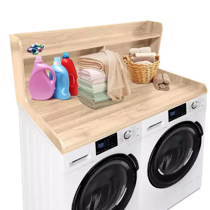TROPOW 2-Tier Laundry Countertop (54x27.55x19.68), Washer/Dryer Cover with 2.75 Edge Rails&Anti-Slip Pads for Laundry Room Storage