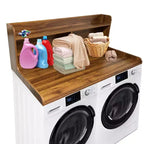 Dessus de comptoir 2 niveaux en bois naturel/noyer/blanc pour lave-linge/sèche-linge 1