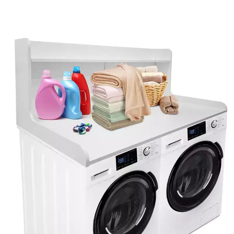 Dessus de comptoir 2 niveaux en bois naturel/noyer/blanc pour lave-linge/sèche-linge 1