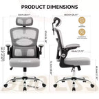 Chaise de bureau ergonomique en maille noire/grise à dossier haut pour 1