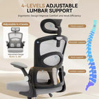 Chaise de bureau ergonomique en maille noire/grise à dossier haut pour 1