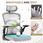 Chaise de bureau ergonomique en maille noire/grise à dossier haut pour 1
