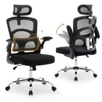 Chaise de bureau ergonomique en maille noire/grise à dossier haut pour 1
