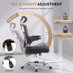 Chaise de bureau ergonomique en maille noire/grise à dossier haut pour 1