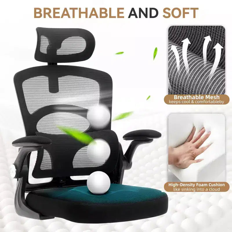 Chaise de bureau ergonomique en maille noire/grise à dossier haut pour 1